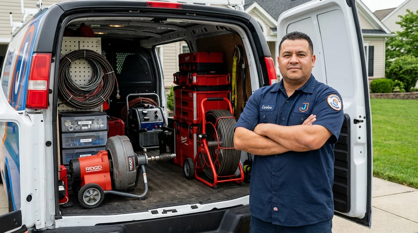 Professional drain cleaning equipment and Johns Plumbing LLC plumber in Waukomis