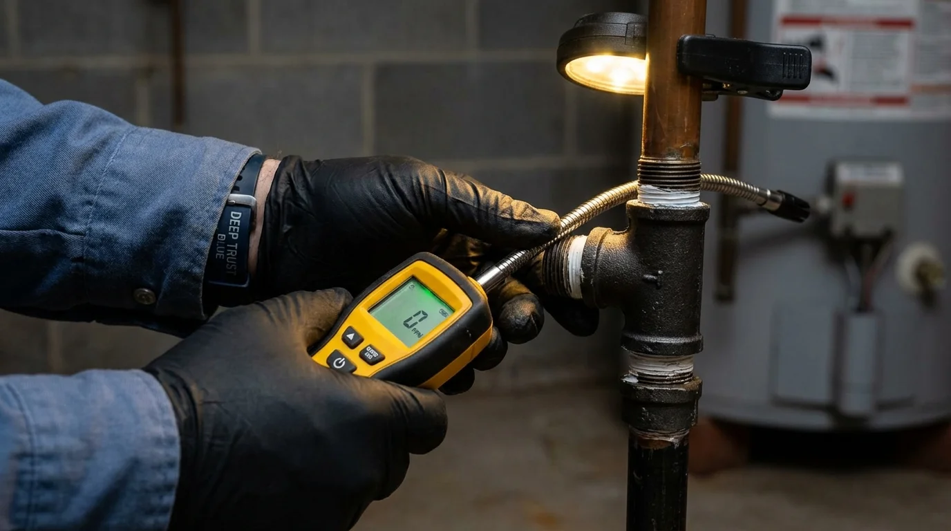 Gas leak detection with electronic sniffer by Johns Plumbing LLC in Waukomis