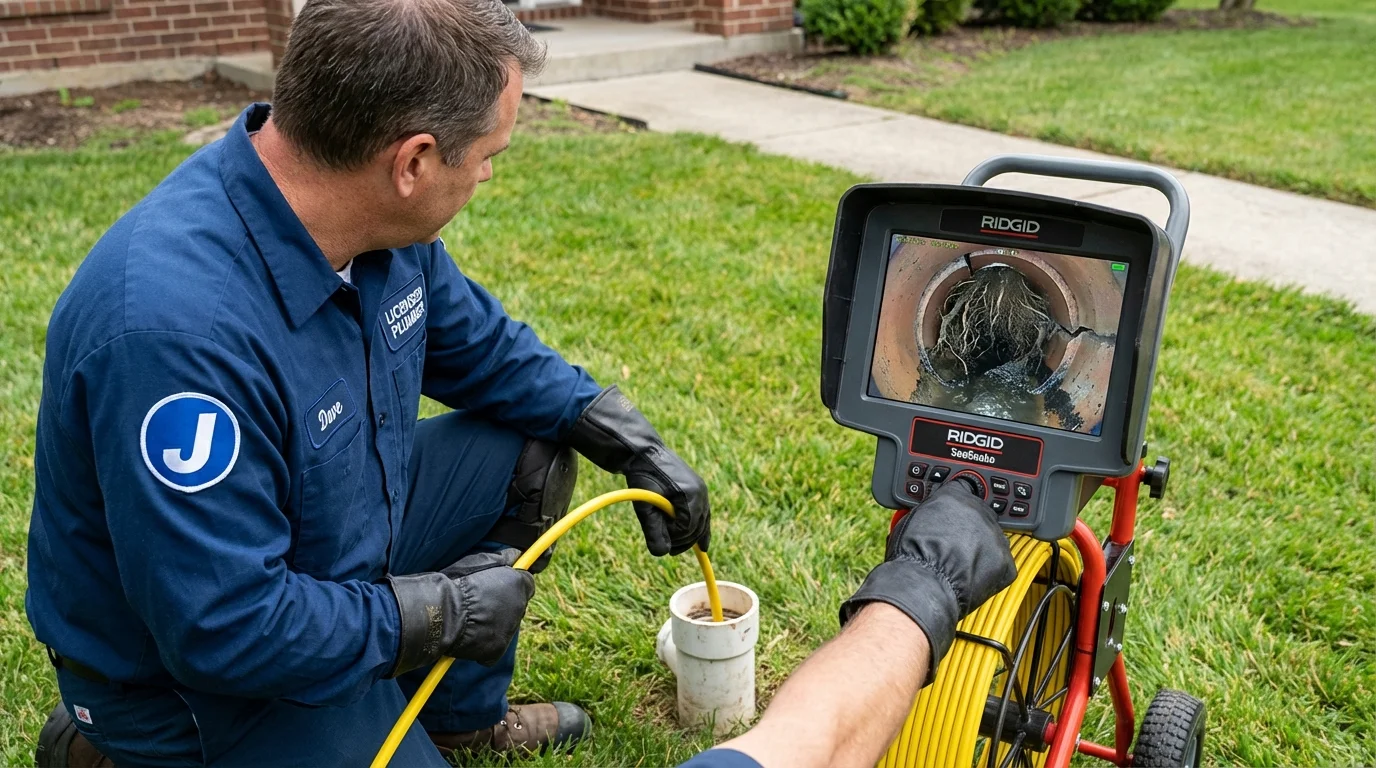 Sewer camera inspection being performed by Johns Plumbing LLC in Waukomis